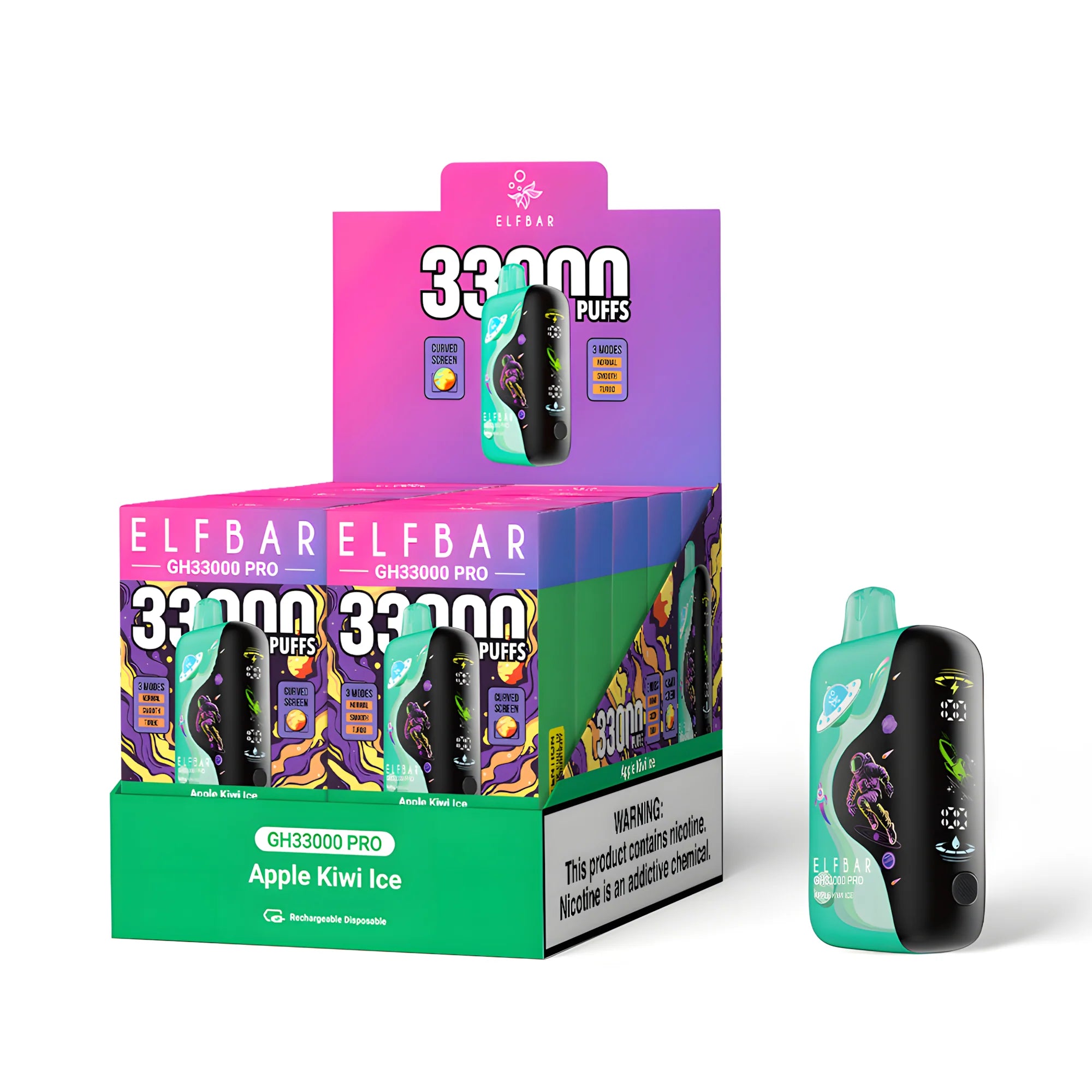 ELF BAR GH33000 PRO Apple Kiwi Ice 5% – külső doboz