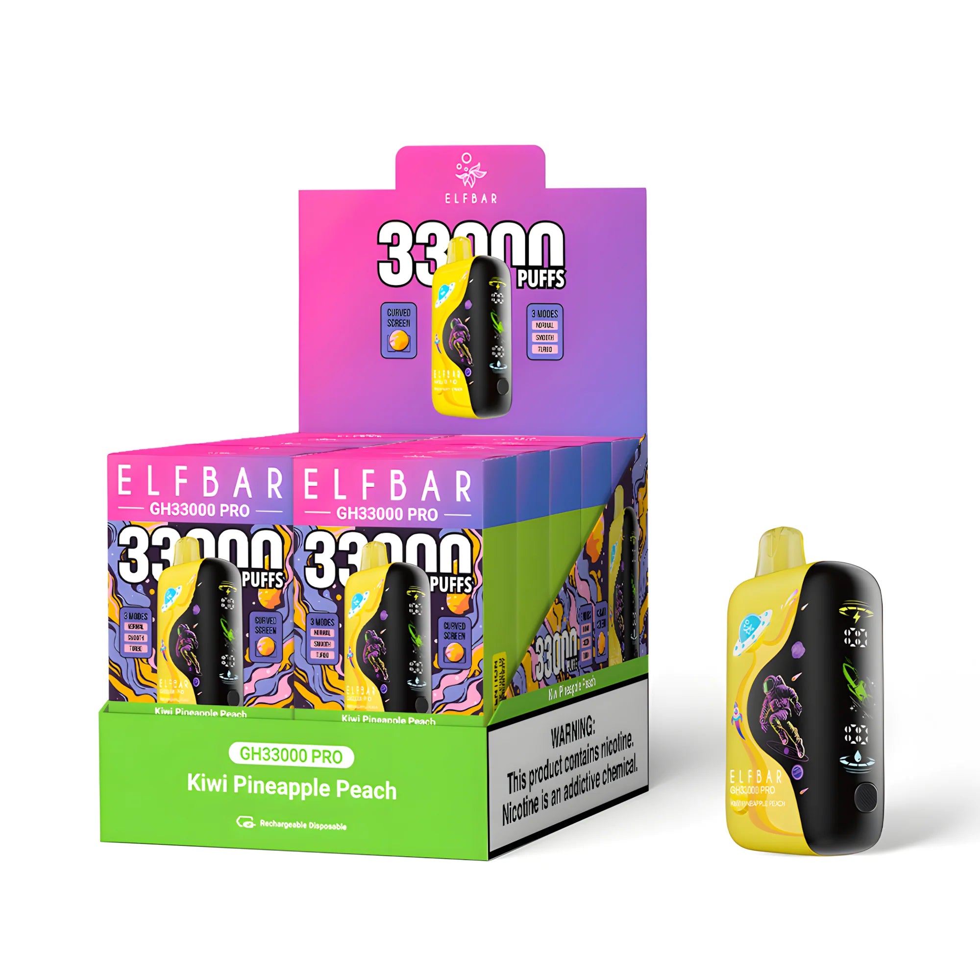 ELF BAR GH33000 PRO Kiwi Pineapple Peach 5% – külső doboz
