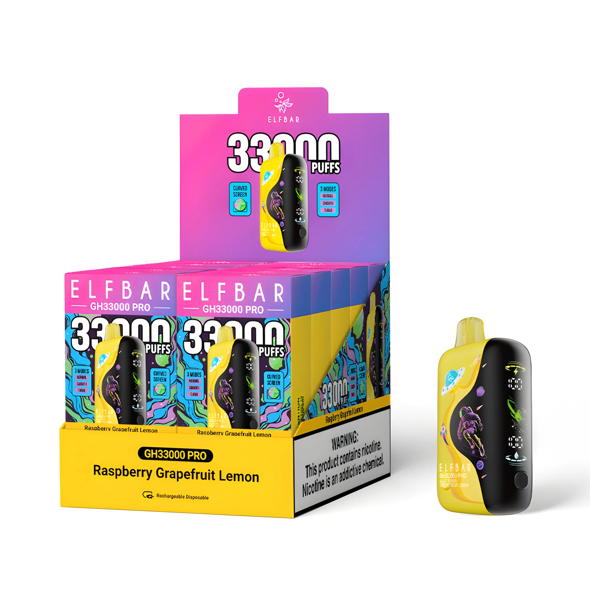 ELF BAR GH33000 PRO Raspberry Grapefruit Lemon 5% – külső doboz