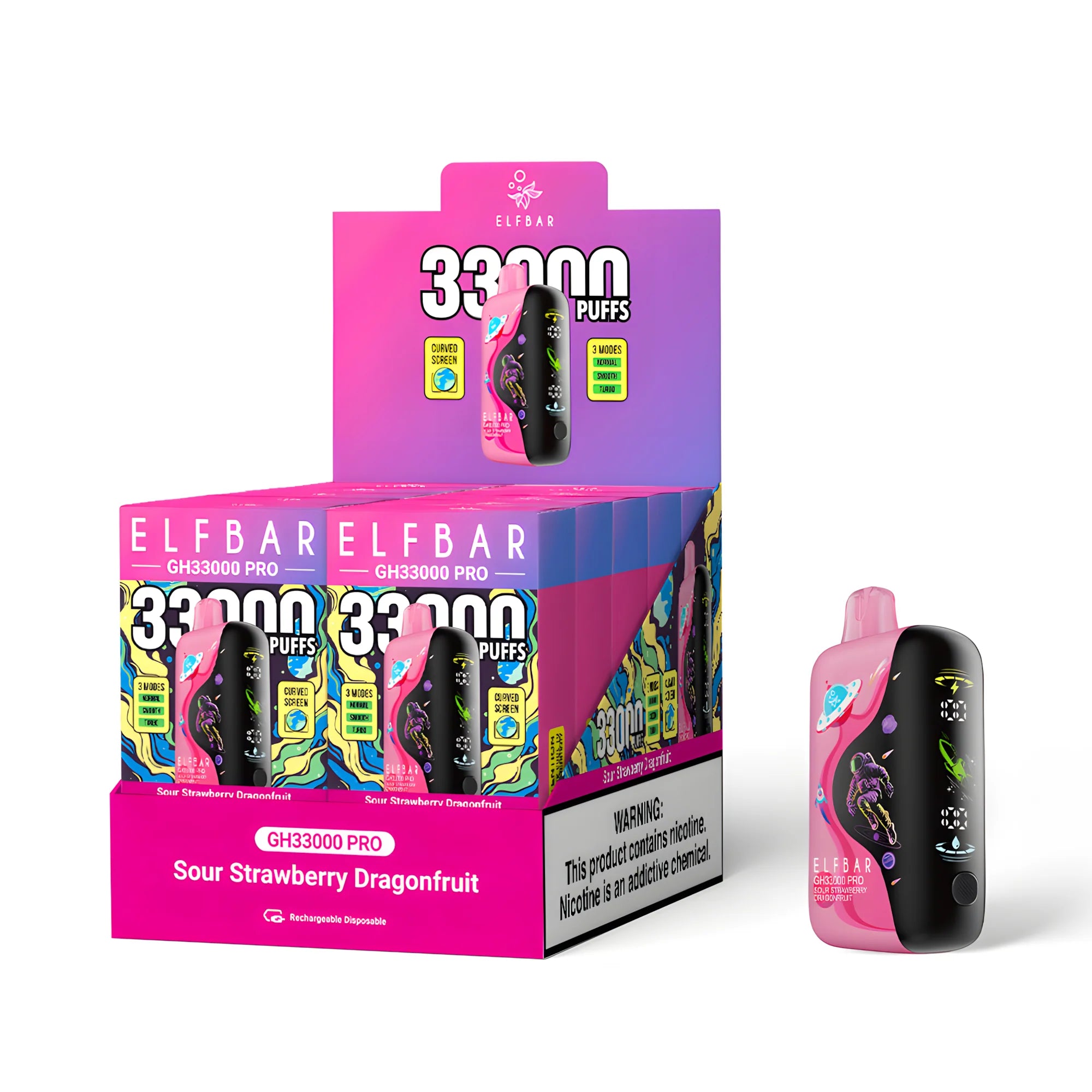 ELF BAR GH33000 PRO Sour Strawberry Dragonfruit 5% – külső doboz