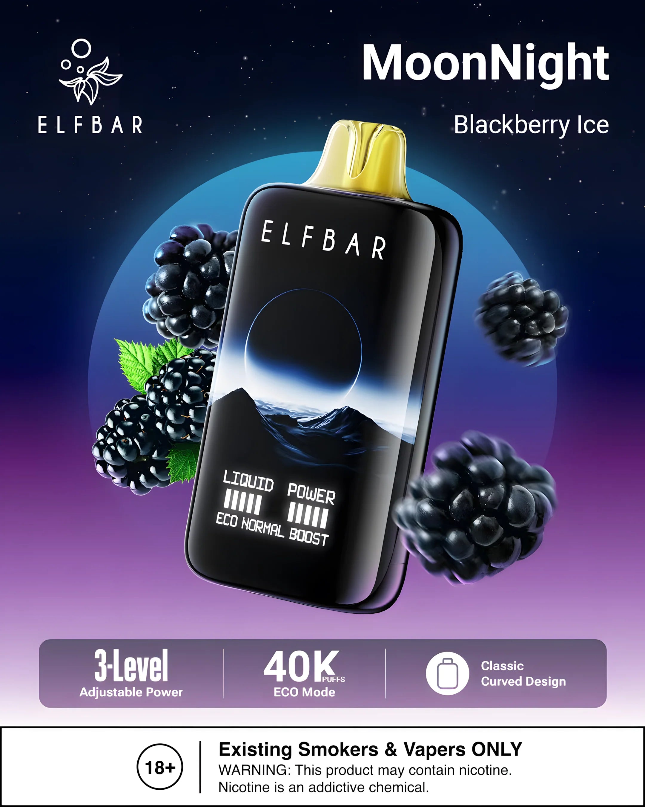 ELF BAR MOON NIGHT 40000 Blackberry Ice 5% – termékkép