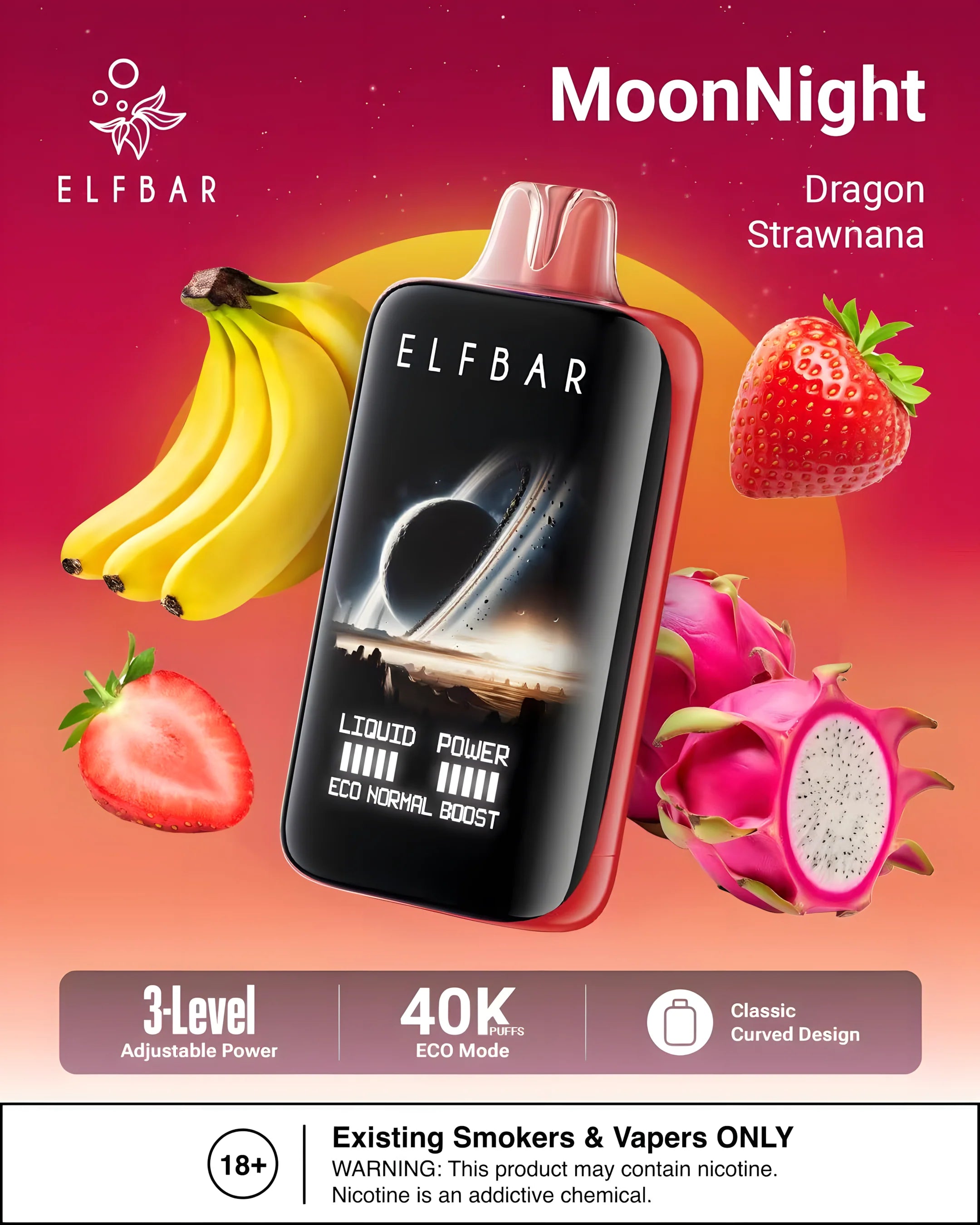 ELF BAR MOON NIGHT 40000 Dragon Strawnana 5% – termékkép