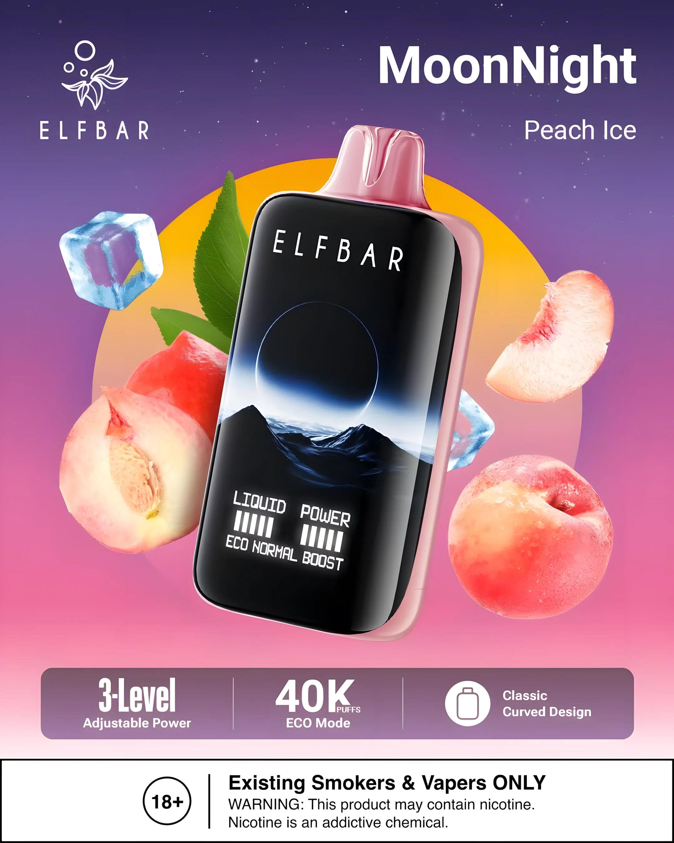 ELF BAR MOON NIGHT 40000 Peach Ice 5% – termékkép