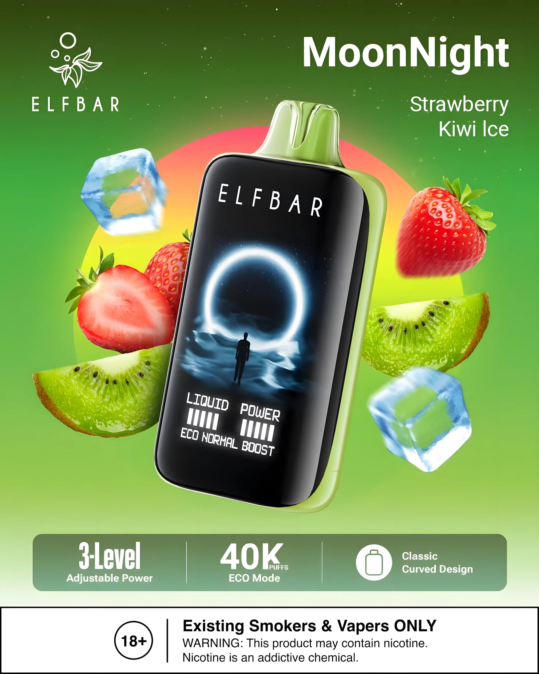 ELF BAR MOON NIGHT 40000 Strawberry Kiwi Ice 5% – termékkép