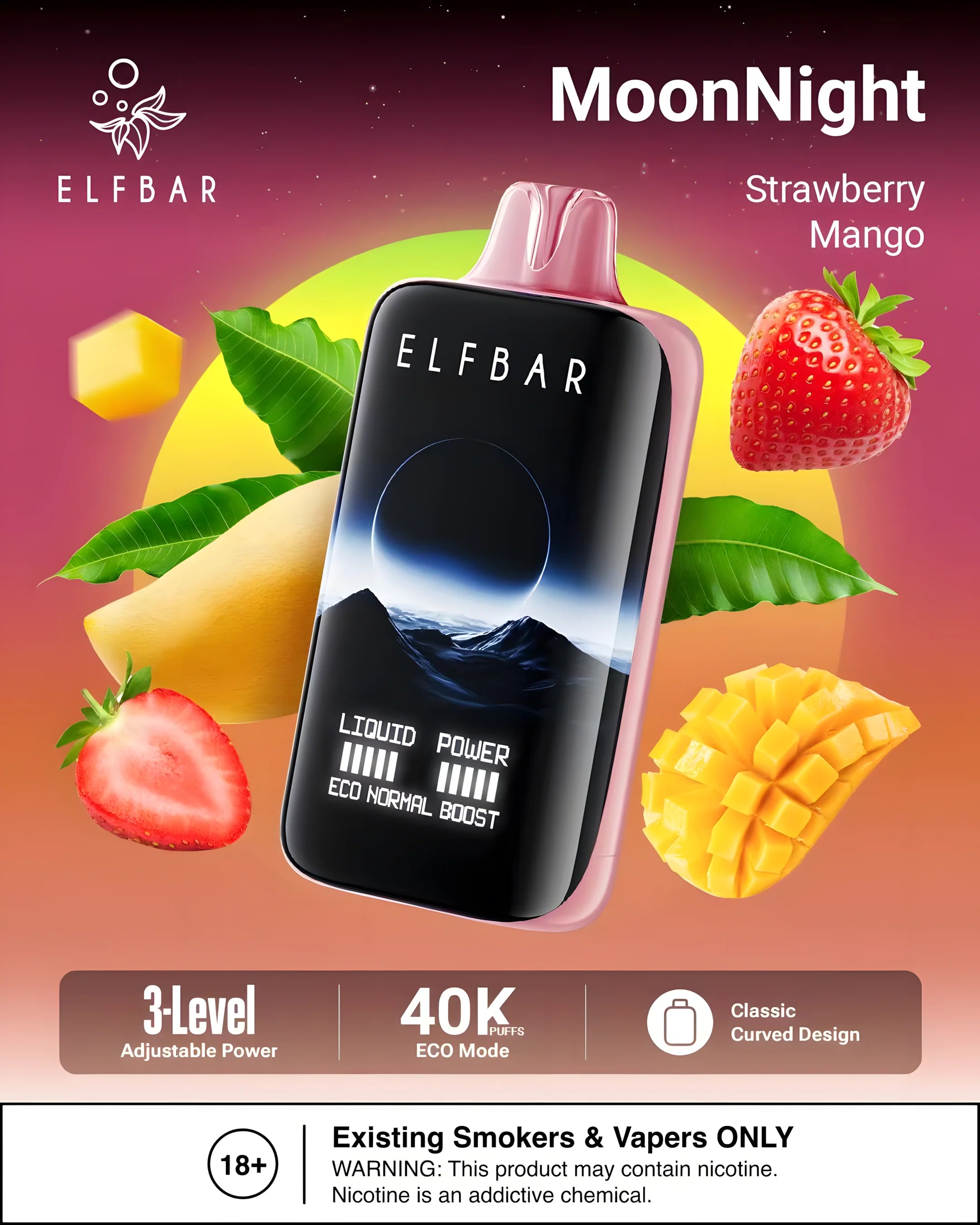 ELF BAR MOON NIGHT 40000 Strawberry Mango 5% – termékkép
