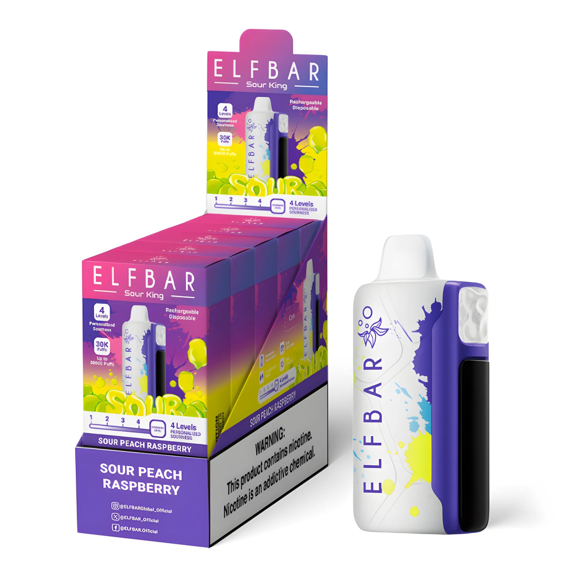 ELF BAR Sour King 40000 Sour Peach Raspberry 5% – külső doboz