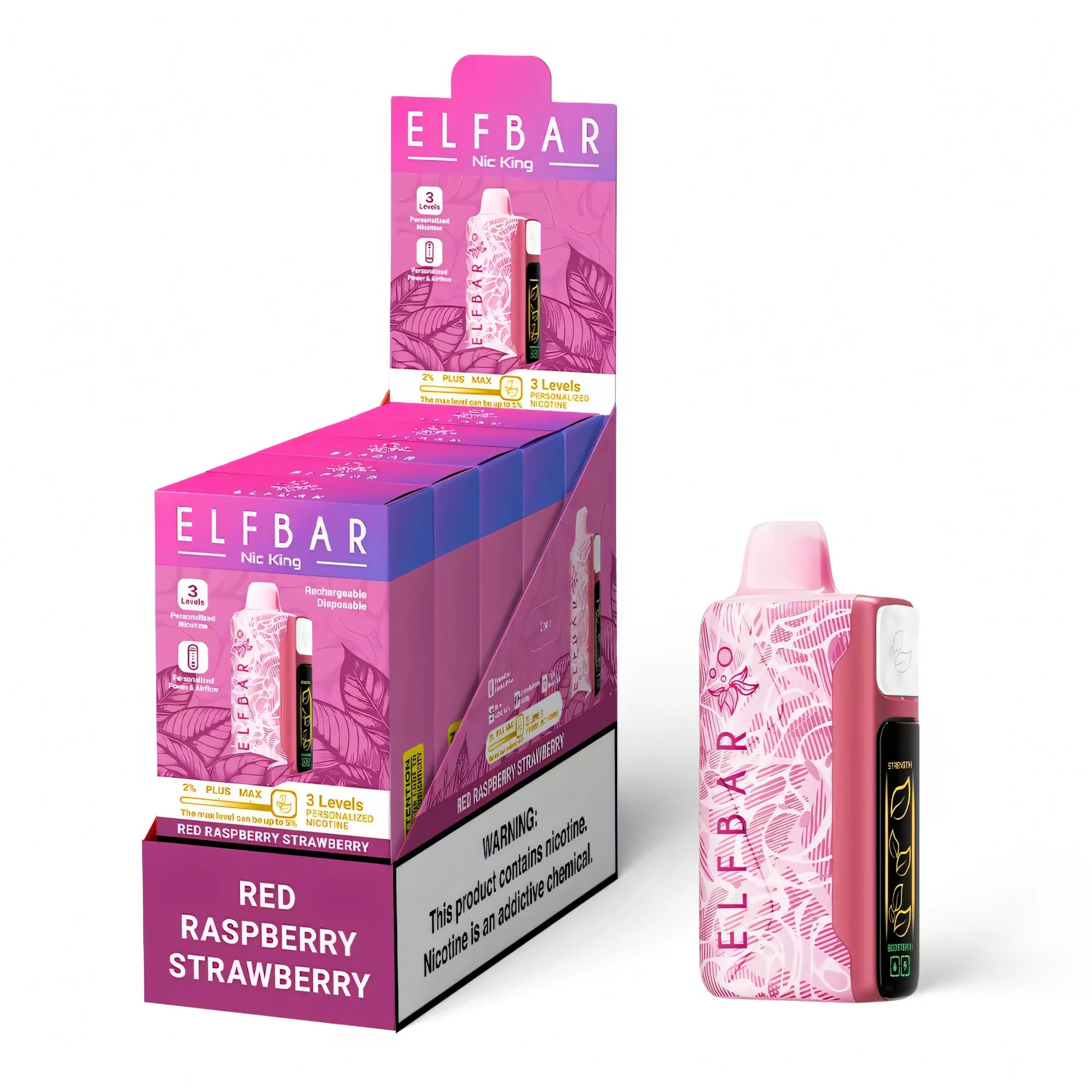 ELF BAR Nicotine King 40000 Red Raspberry Strawberry – termékkép