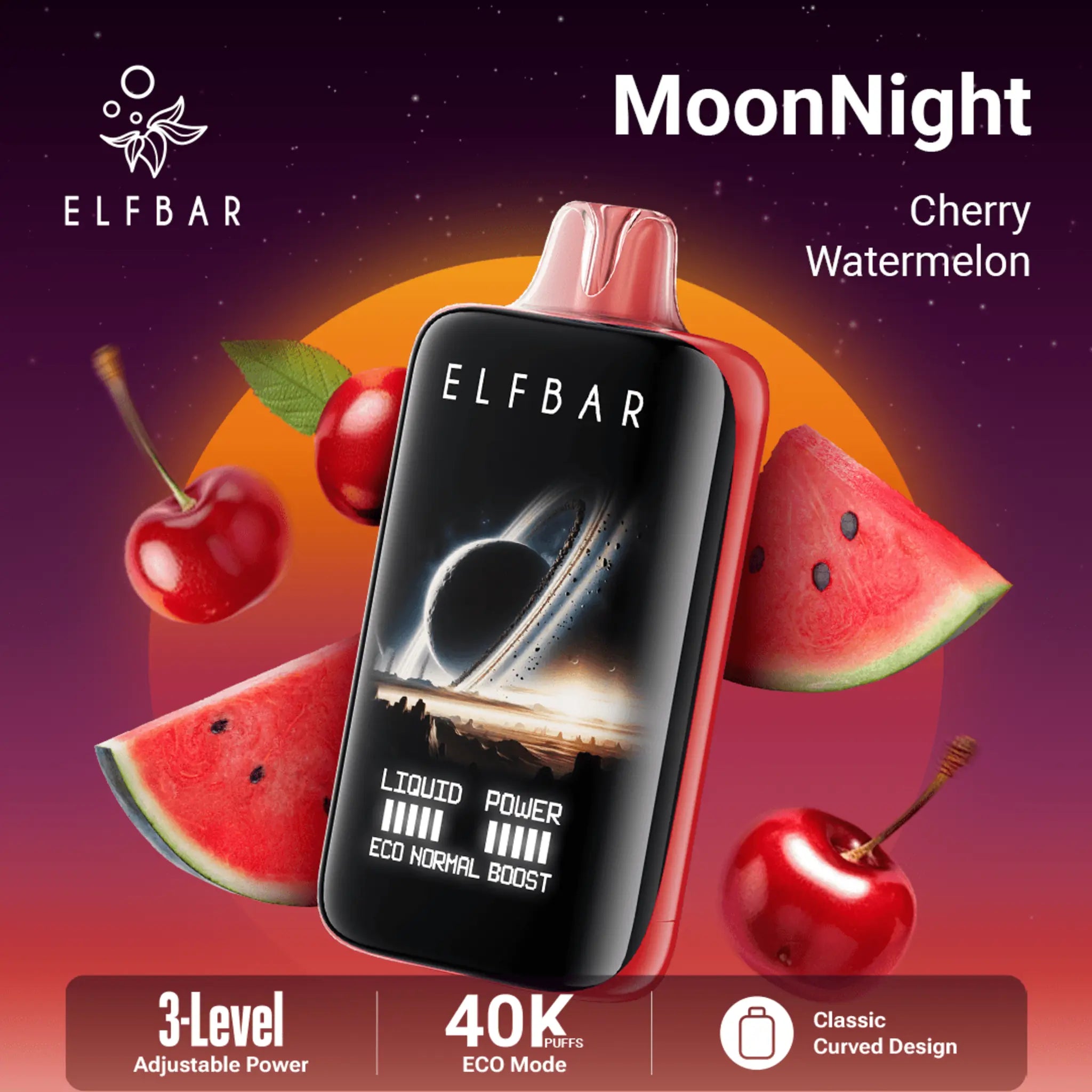 ELF BAR MOON NIGHT 40000 CHERRY WATERMELON 5% RECHARGEABLE
