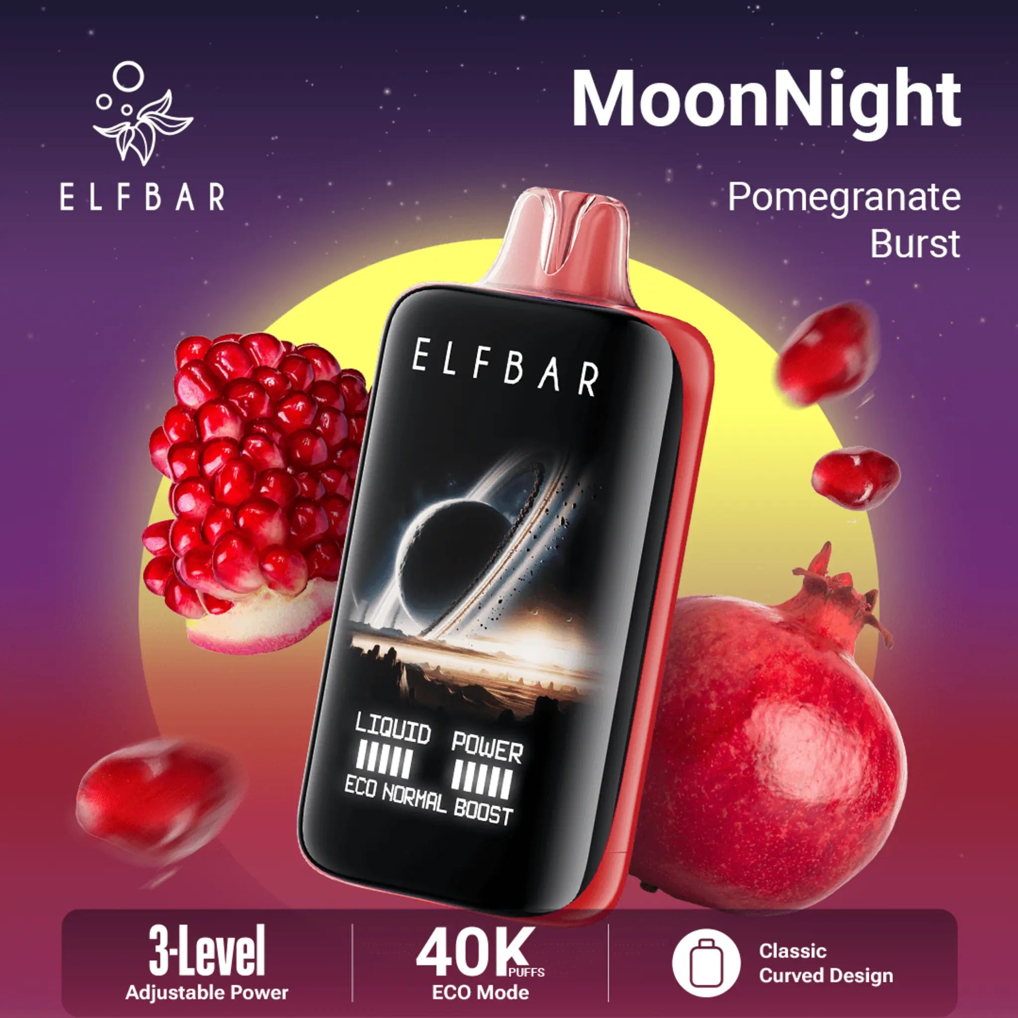 ELF BAR MOON NIGHT 40000 POMEGRANATE BURST 5% RECHARGEABLE